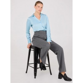 Notch Collar Button-Front Blouse
