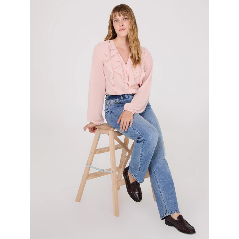Chiffon Ruffle Button-Front Blouse