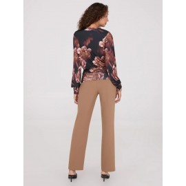 Printed Crossover Top With Ruched Details