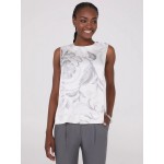 Sleeveless Floral Print Satin Top With Button Details