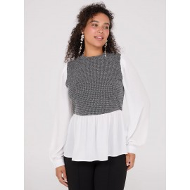 2-Fer Boucle Vest With Long Sleeve Top