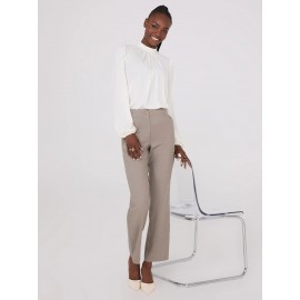 Textured Mock Neck Top With Pearl Details