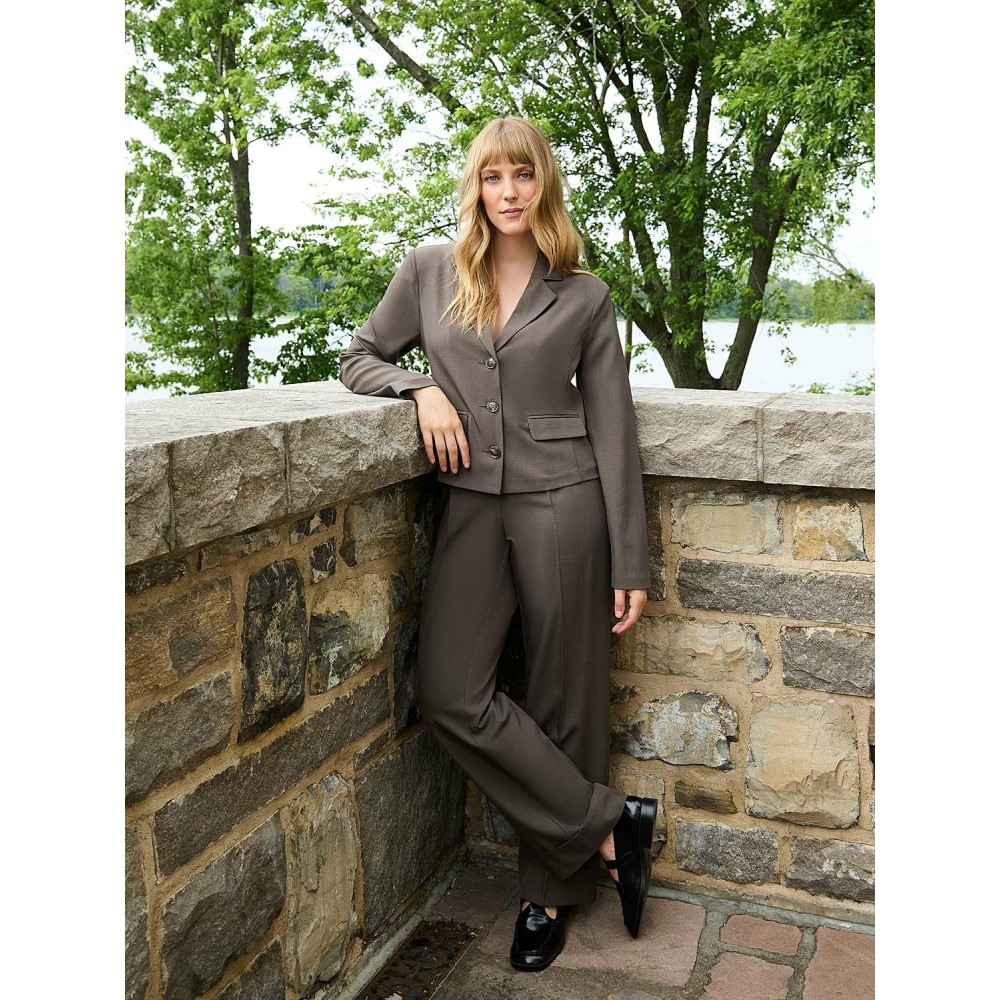 Pleated Wide-Leg Long Length Pants With Cuff