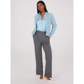 Pleated Wide-Leg Long Length Pants With Cuff