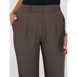 Pleated Wide-Leg Long Length Pants With Cuff