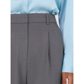 Pleated Wide-Leg Long Length Pants With Cuff