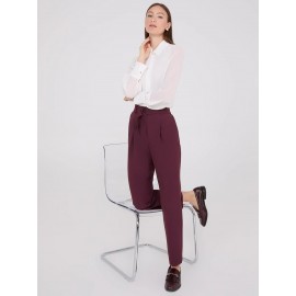 Chiffon Button-Front Volume Sleeve Blouse