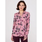 Floral Print Chiffon Button-Front Blouse