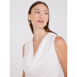 Sleeveless Textured Cowl Neck Top