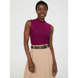 Sleeveless Mock Neck Mesh Top