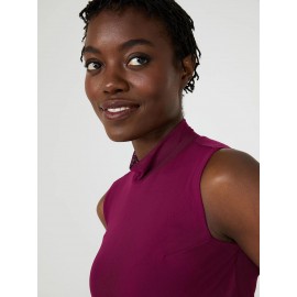 Sleeveless Mock Neck Mesh Top