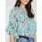 Floral Print 3/4 Ruffle Sleeve Tunic Blouse
