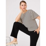Striped Flutter Sleeve Boat Neck Top