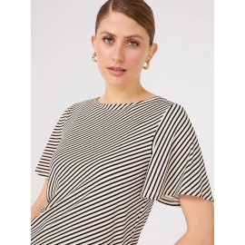 Striped Flutter Sleeve Boat Neck Top