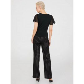Chiffon Flutter Sleeve Top With Metal Detail