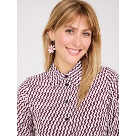 Printed Chiffon Button-Front Blouse