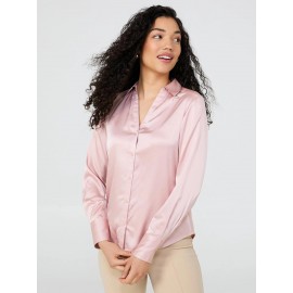 Satin Button-Front Blouse