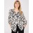 Abstract Print Crinkle Button-Front Blouse