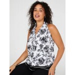Sleeveless Floral Print Halter Back Top