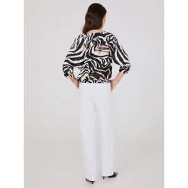 Animal Print Satin Dolman Sleeve Top