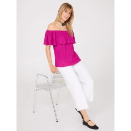 Eyelet Textured Off-The-Shoulder Top