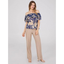 Floral Print Off-The-Shoulder Peplum Top