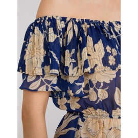 Floral Print Off-The-Shoulder Peplum Top