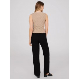 Sleeveless Crossover Front Eyelet Top