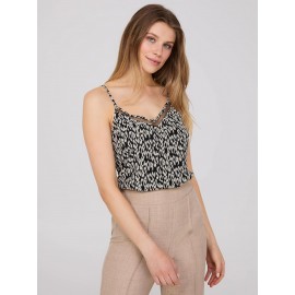 Animal Print Mesh V-Neck Tank Top