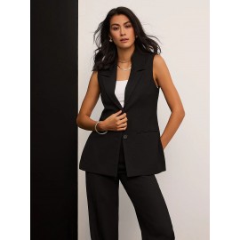 Sleeveless 2-Button Blazer