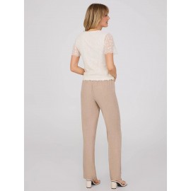 Floral Embroidered Mesh Top With Scallop Edges