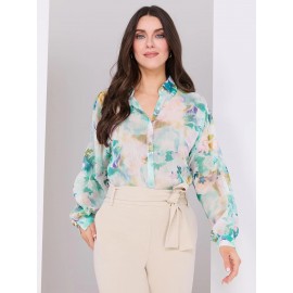 Floral Print Button-Front Chiffon Blouse