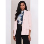 3/4 Pleated Sleeve Open Blazer