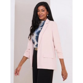 3/4 Pleated Sleeve Open Blazer