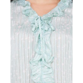 Floral Print Ruffle V-Neck Popover Blouse