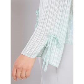 Floral Print Ruffle V-Neck Popover Blouse