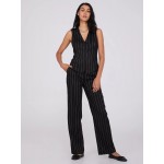Pinstripe High-Waisted Wide-Leg Pants