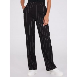 Pinstripe High-Waisted Wide-Leg Pants