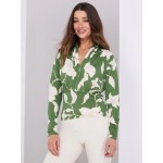Textured Floral Print Pleated V-Neck Top