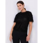 Shaggy Short Sleeve Waisted Top