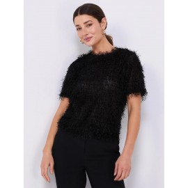 Shaggy Short Sleeve Waisted Top