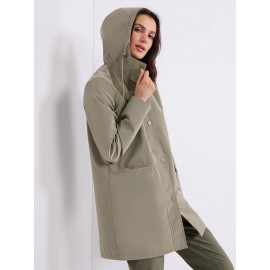 High Collar Hooded Rain Jacket