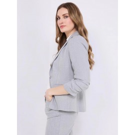 One-Button Ruched Sleeve Blazer
