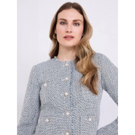 4-Pocket Button-Front Boucle Blazer