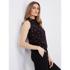 Printed Sleeveless Chiffon Blouse