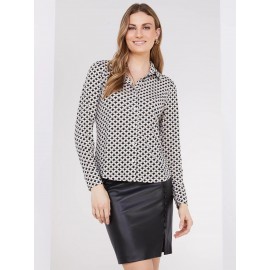 Print Button-Front Blouse