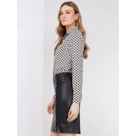 Print Button-Front Blouse