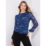 Floral Print Metallic Chiffon Top