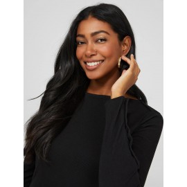 Boat Neck Ribbed Top