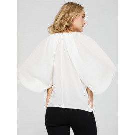 Crinkle Inverted Pleat Blouse With Voluminous Sleeves